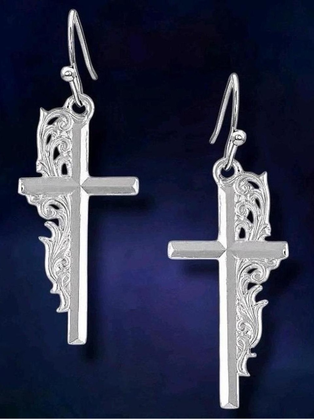 Montana Silversmiths Silver Filigree Cross Dangle Earrings